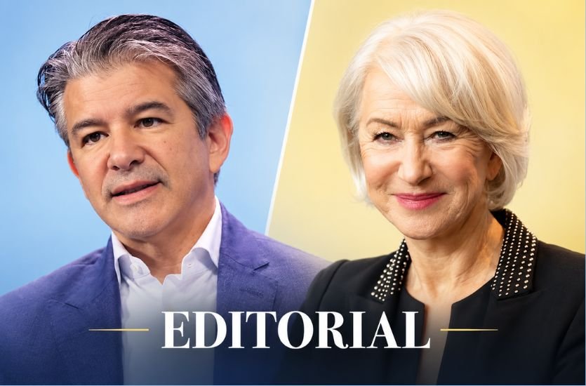 Travis Kalanick and Helen Mirren